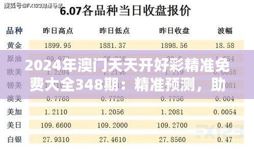 2024年澳门天天开好彩精准免费大全348期：精准预测，助力玩家赢得更多