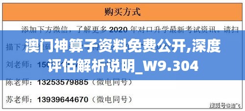 澳门神算子资料免费公开,深度评估解析说明_W9.304